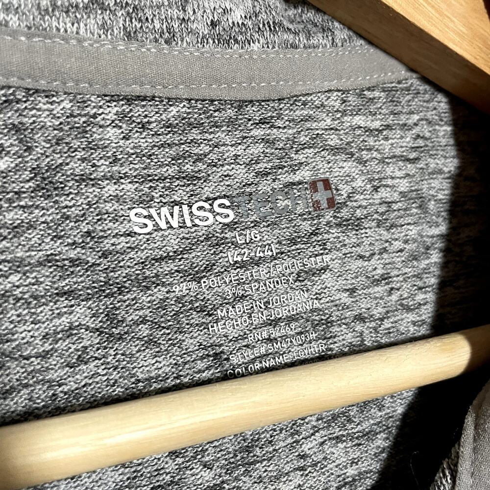 Swiss Tech gray heathered quarter zip men's pullover sweater L made in Jordan - Picture 3 of 6